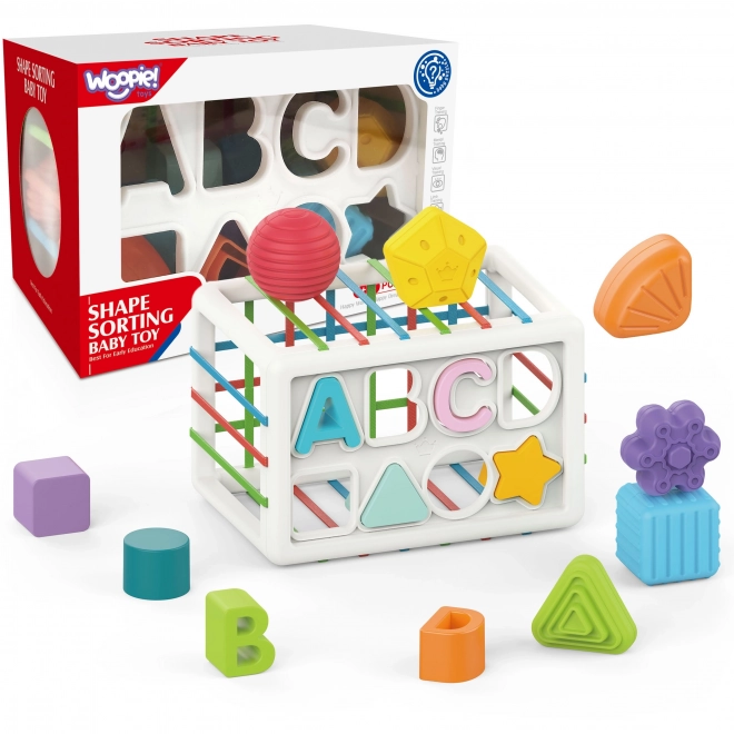 Cub educațional WOOPIE pentru bebeluși cu forme colorate și alfabet
