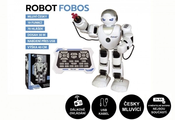 Robot interactiv FOBOS cu telecomandă - 40 cm, vorbitor de cehă