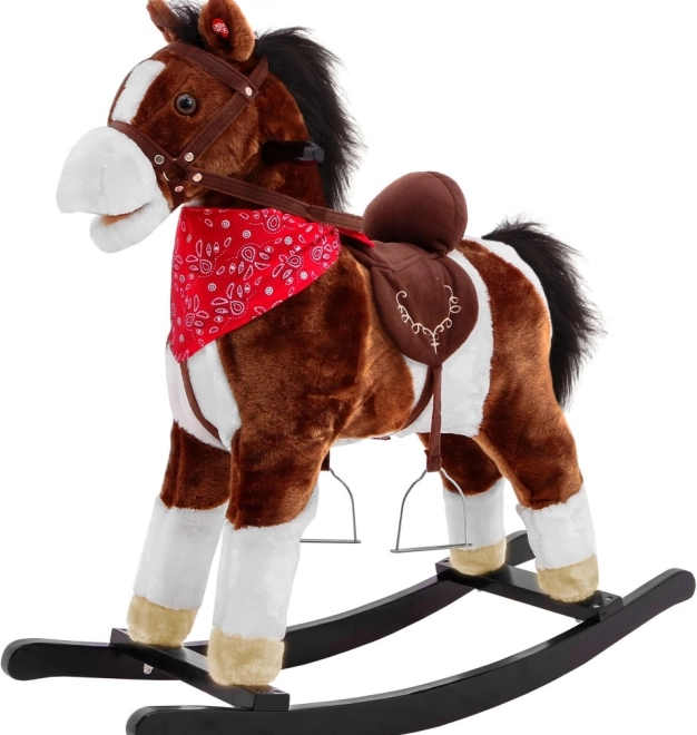 Cal de jucărie balansor maro deschis cu muzică cowboy – Maro închis