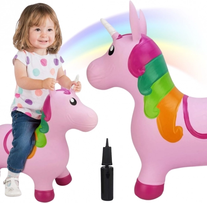 Unicorn săltăreț Woopie roz cu pompă