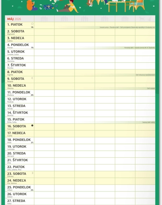 Calendar perete Planificator de Familie XXL 2026