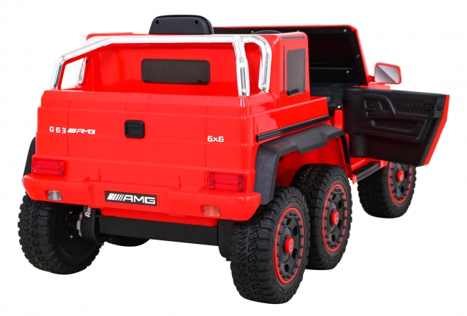 Mercedes G63 AMG Mașina pe baterii Roșie + Telecomandă + 6 roți EVA + Start lent + MP3 LED