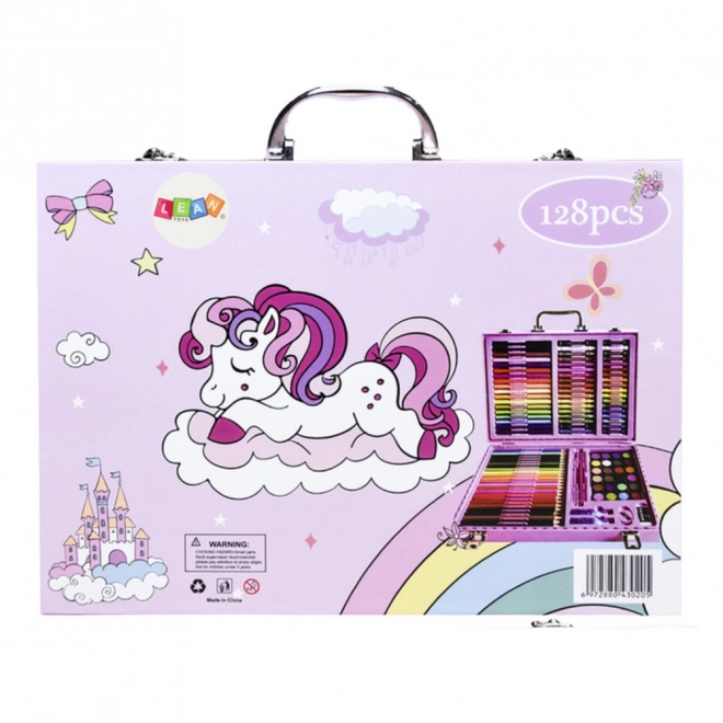 Set artistic în valiză cu unicorn roz