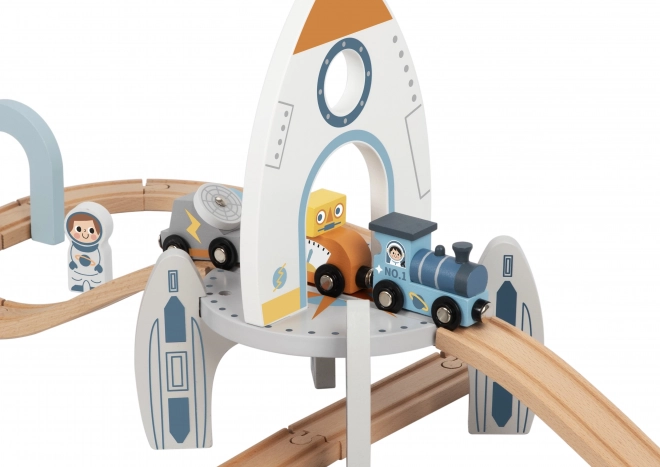 Tren de jucărie din lemn Spațial Tooky Toy