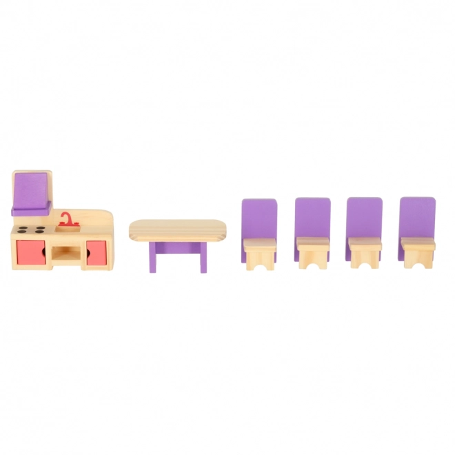 Mobilier din lemn pentru căsuța de păpuși violet