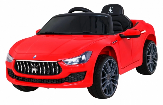 Maserati Ghibli cu baterie pentru copii roșu + telecomandă + pornire lentă + EVA + MP3 USB + LED