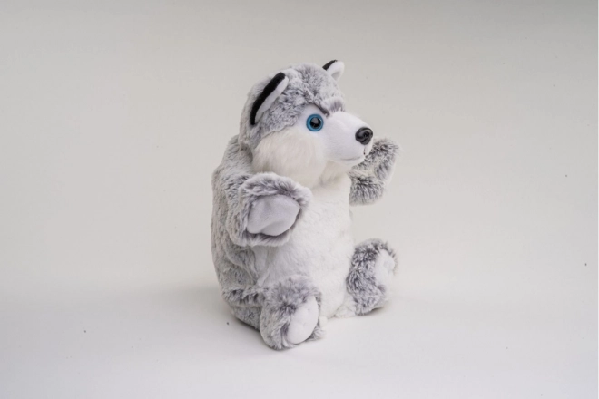 Cățel din pluș marionetă Husky 25 cm