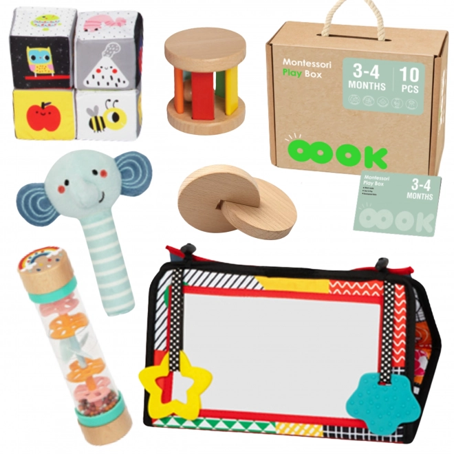 Tooky Toy cutie educațională xxl montessori 6 în 1 senzorială pentru bebeluși 3-4 luni