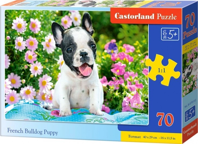 Puzzle cu pui de buldog francez 70 de piese