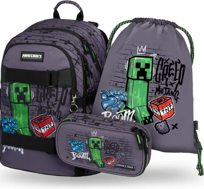 Set 3 Skate Baagl Minecraft TNT: Rucsac, Penal, Sac