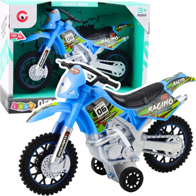 Motocicletă Off-Road Albastră cu Efecte de Lumină și Sunet