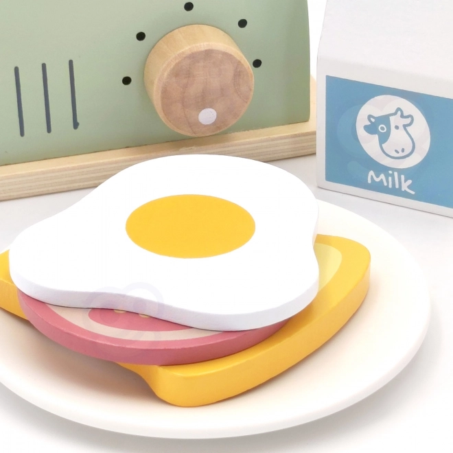 Set prăjitor de pâine din lemn pastel pentru micul dejun de la Tooky Toy