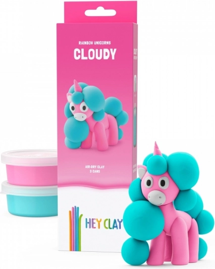 Masa plastică Hey Clay Unicorni 3 pachete, Cloudy
