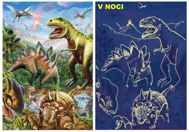 Puzzle Luminos Dinozauri XL 100 piese