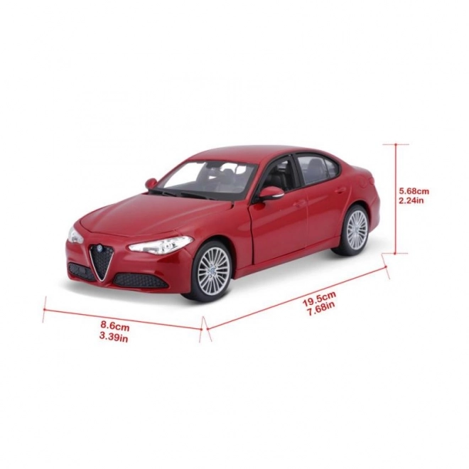 alfa romeo giulia 2016 metalic roșu la scară 1:24 de la Bburago