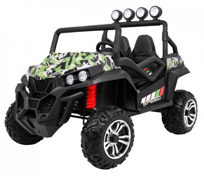 Vehicul teren pentru copii Grand Buggy 4x4 cu camuflaj, iluminare LED și radio MP3