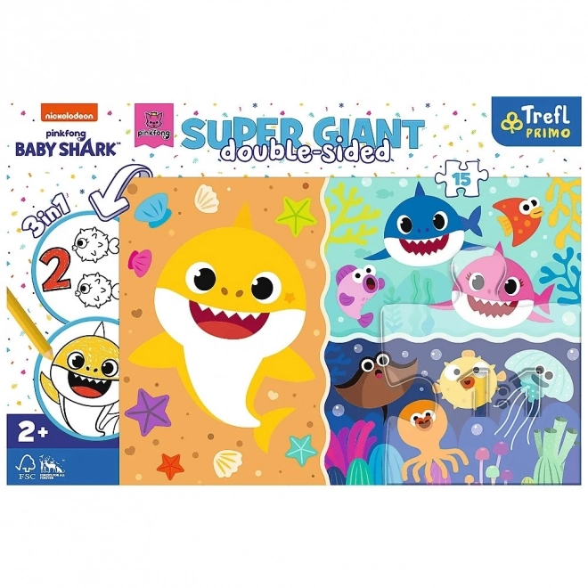 Puzzle reversibile Baby Shark SUPER GIANT 15 piese