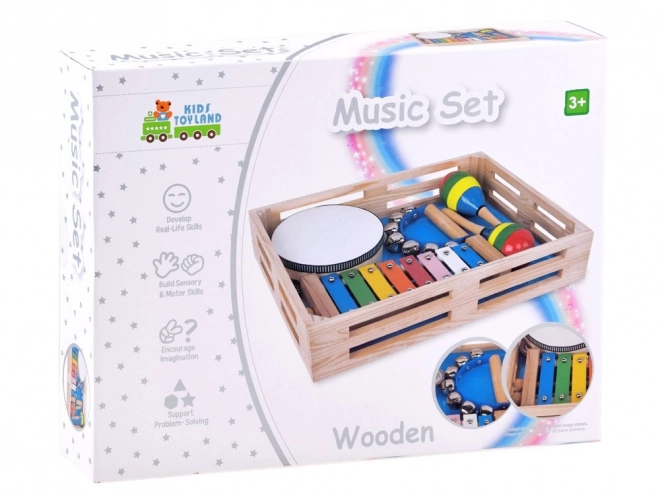 Set muzical din lemn pentru copii 4în1