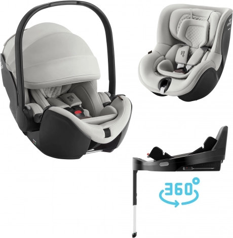 Scaun auto Britax Römer Baby-Safe Pro Lux cu Vario Base 5Z și Dualfix 5Z în culoarea Linen Grey
