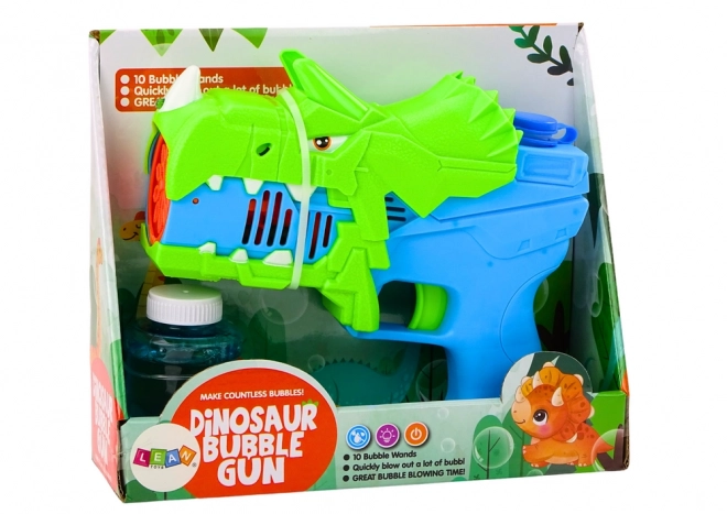 Pistolă cu bule de săpun Dinozaur albastru și verde