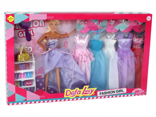 Păpușă la modă de 30 cm cu păr blond lung – garderobă, pantofi și accesorii