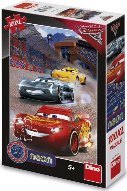 Puzzle fluorescent Cars 3 - Linia de sosire XL 100 piese