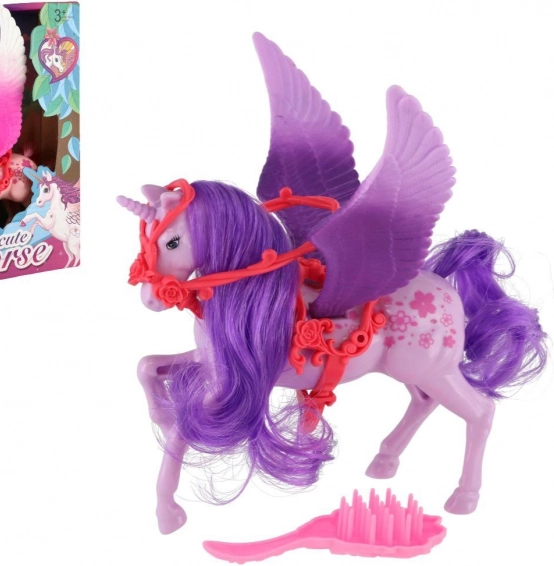 Unicorn pentru pieptănat cu aripi 22 cm
