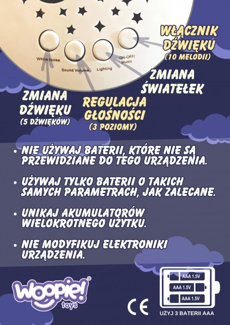 Woopie Baby ursuleț de pluș calmant cu proiector 2in1