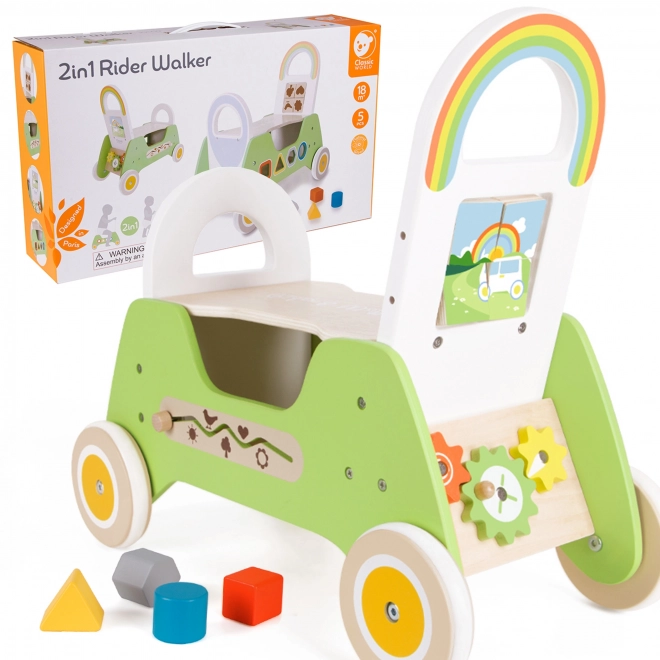 Jeep clasic din lemn Montessori 2-in-1