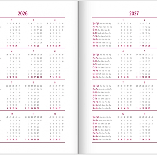 Agenda săptămânală albastră 2026
