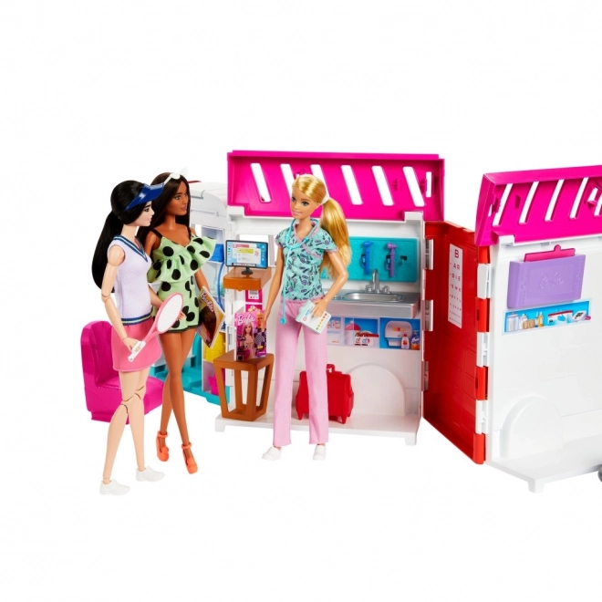 Set de joacă Barbie Ambulanță și Clinică 2 în 1