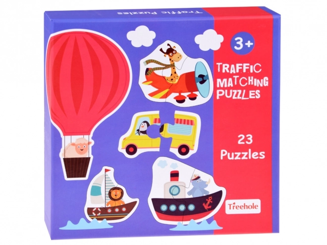 set colorat de puzzle cu vehicule pentru copii