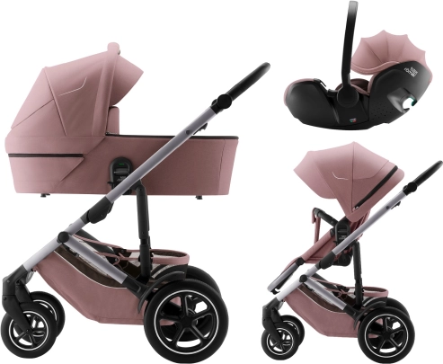 Cărucior Smile 5Z cu landou și scaun auto Baby-Safe Pro Style, Dusty Rose