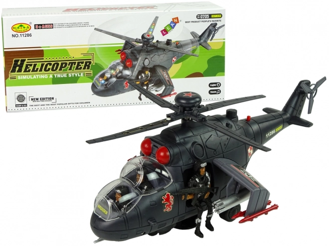 Elicopter cu aripi uriașe și efecte luminoase
