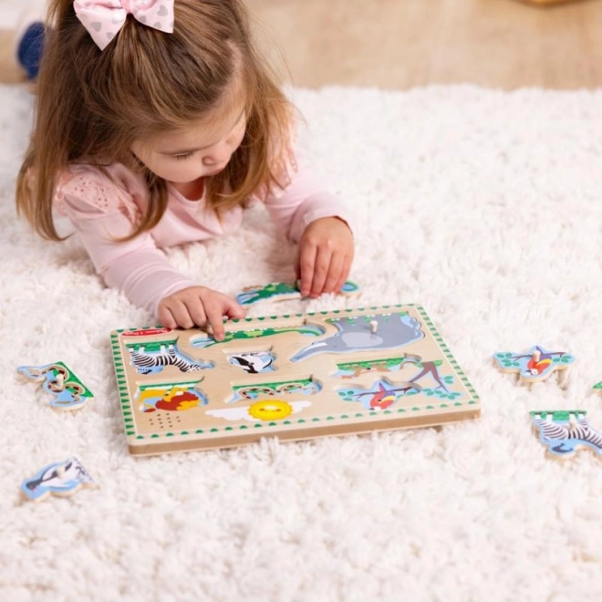 Melissa & Doug puzzle din lemn cu sunete
