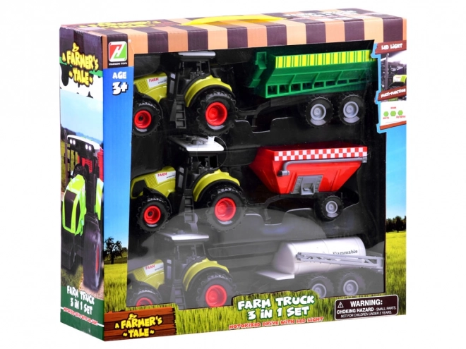 Set 3 x Tractor cu remorcă pentru fermier