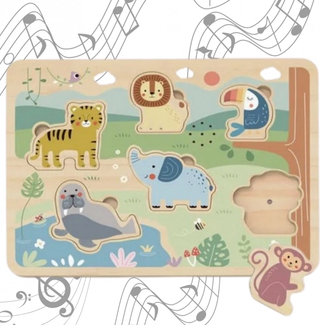Tooky Toy Puzzle Interactiv din Lemn cu Animale