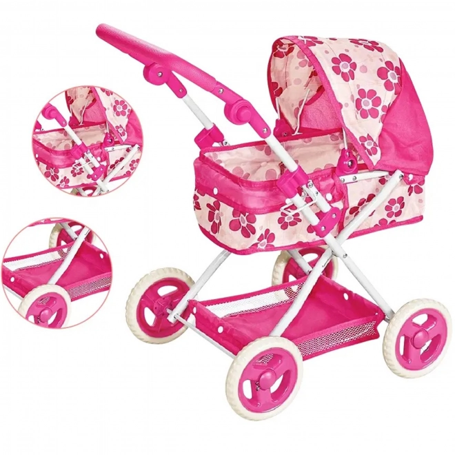 Cărucior pentru păpuși reglabil Woopie Royal cu model floral