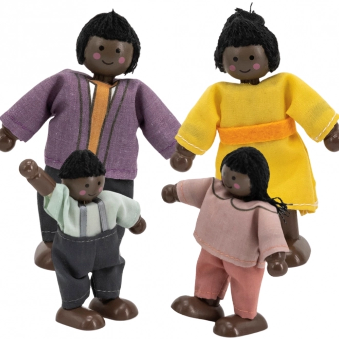 Set de păpuși din lemn cu haine din material - 4 figurine