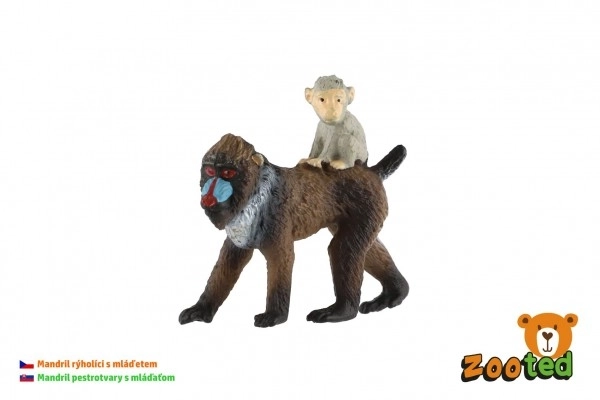 Mandril Femelă Cu Pui Figura Plastic 6cm