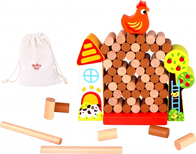 Joc de lemn Tooky Toy Cade Găina Fermă