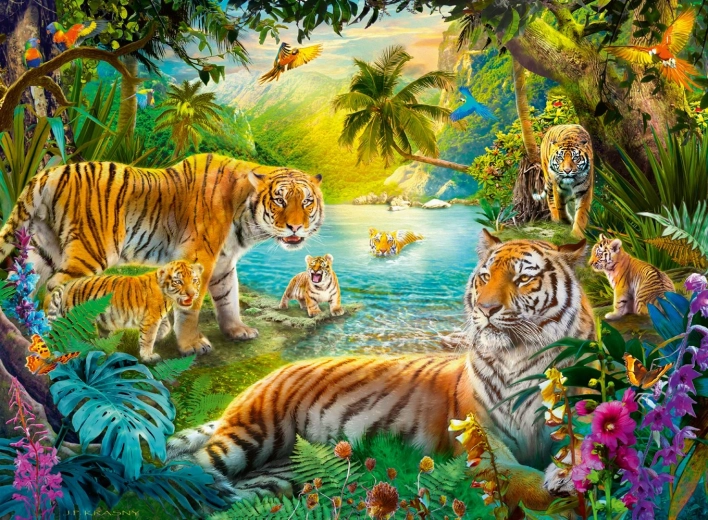 Puzzle Ravensburger Oaza tigrilor 500 piese