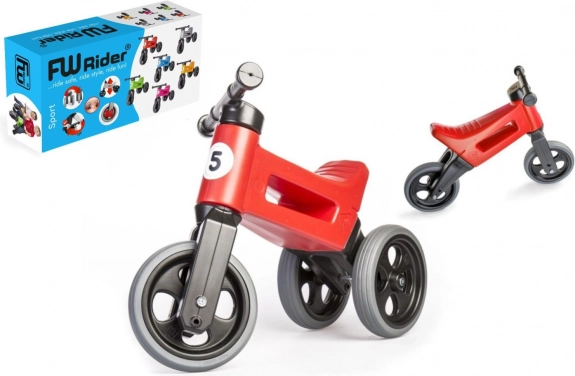 Bicicletă de echilibru Funny Wheels Rider Sport 2‑în‑1 pentru copii – Roșu