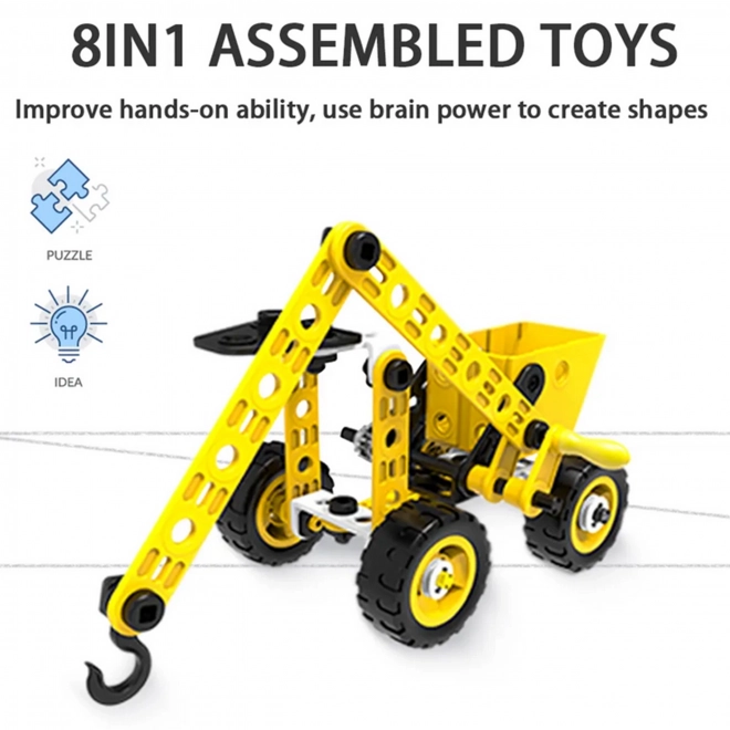 Set construcție vehicule 8 în 1 WOOPIE