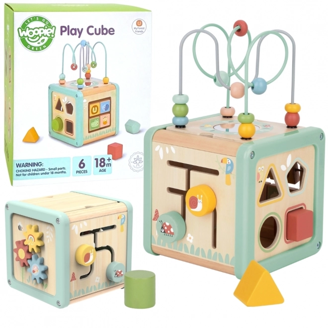 Cub educațional multifuncțional WOOPIE GREEN din lemn