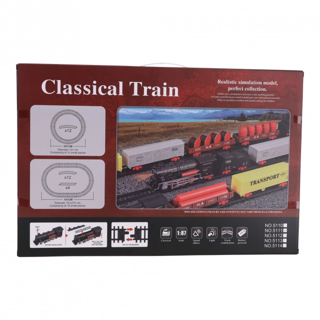 Tren electric clasic cu lumini și muzică