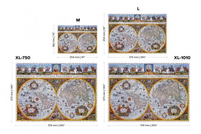 puzzle din lemn harta antică nova terrarum 2 în 1