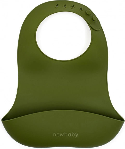 Bavetă din silicon New Baby verde măslin