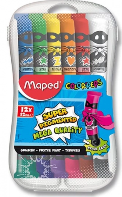 Set tempera 12 culori cu supereroi MAPED