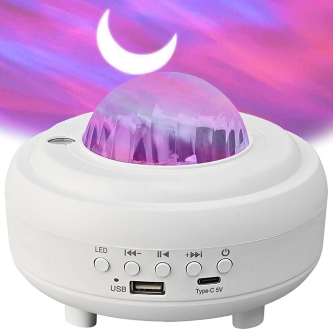 Lampă de noapte LED cu proiector de stele și aurora boreală cu difuzor Bluetooth